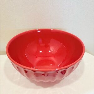 Primagera Stoneware Large Serving Bowl Red Ribbed 8 3/4” X 4 1/4” NICE Portugal